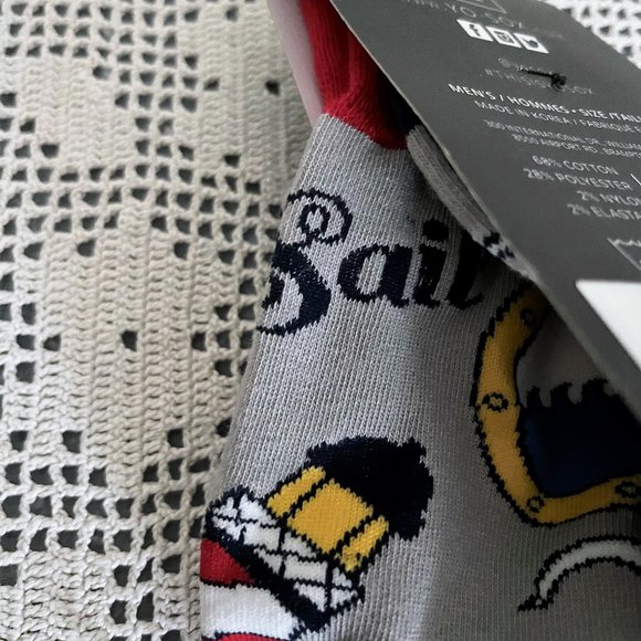 NEW with tags YoSox grey, red, navy, white & yellow socks men’s size 7-12 rare - Picture 8 of 9